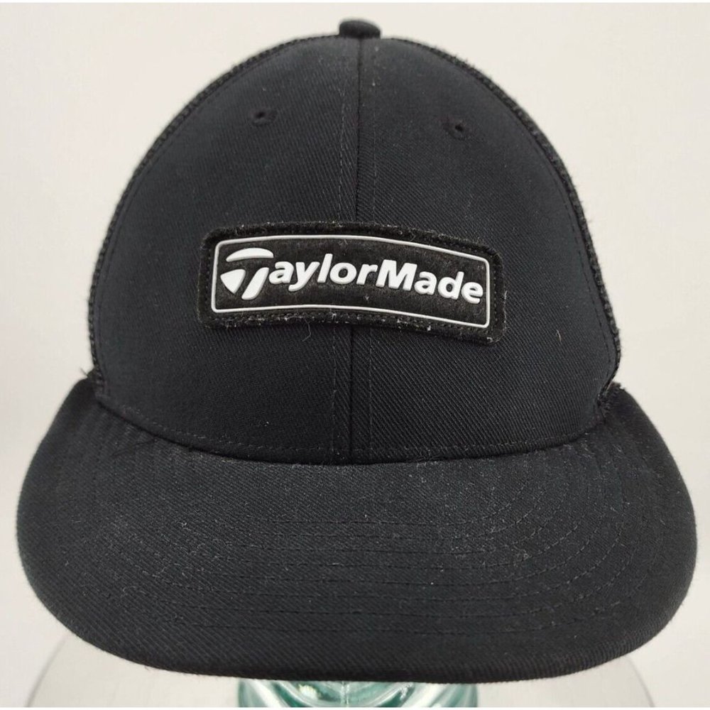 Taylormade Golf Snapback‎ Hat Cap Black Patch Embroidered Logo Mesh Back OSFA
